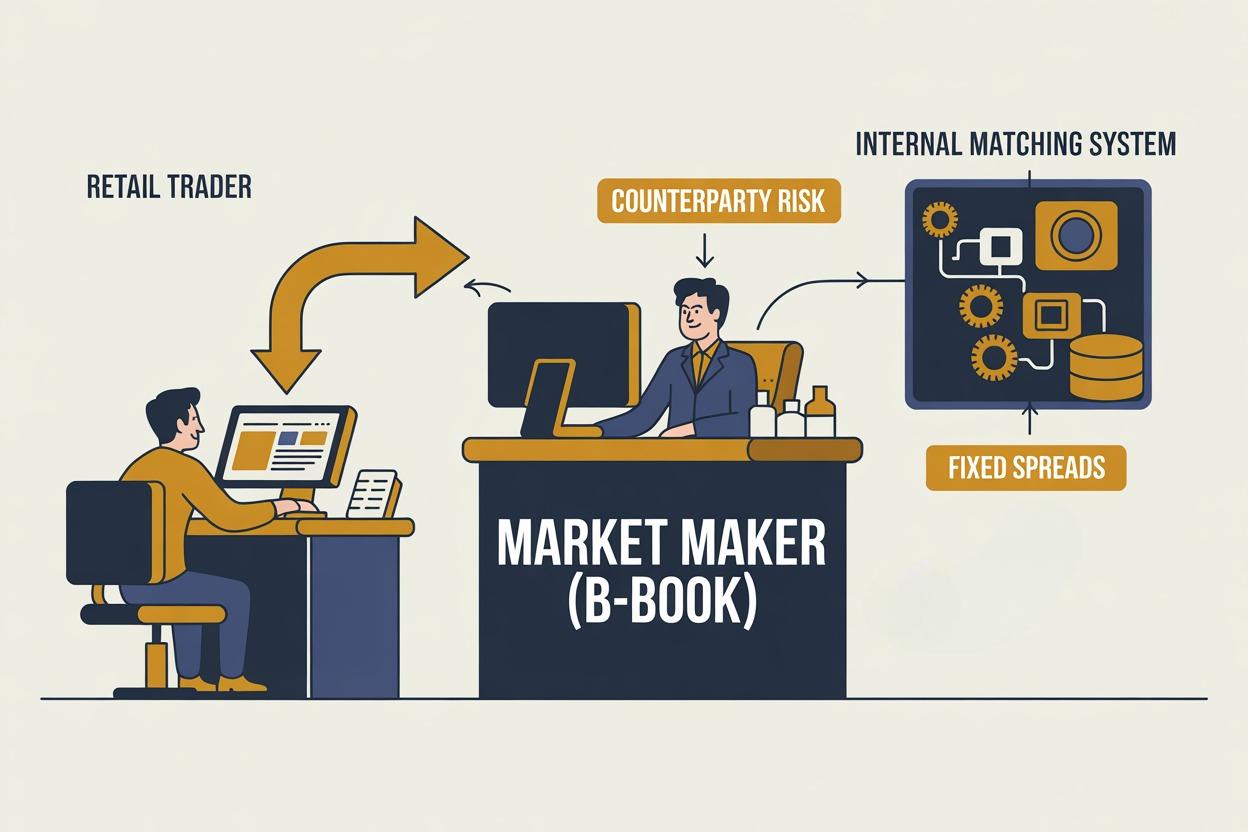Market maker B-Book broker route example